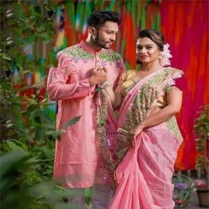 Dhupian Saree + Punjabi (Couple set)