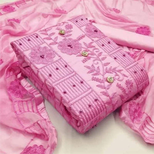 Shree Villa Women's Cotton Un-Stitched Chain Work Dress Material