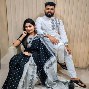 Dhupian Saree + Punjabi (Couple set)